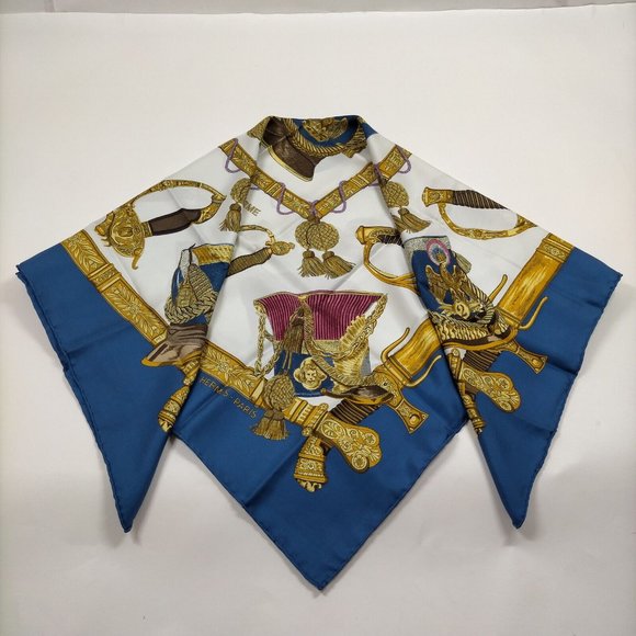 Hermes scarf Carre 90 Blue Silk100% - Picture 3 of 11